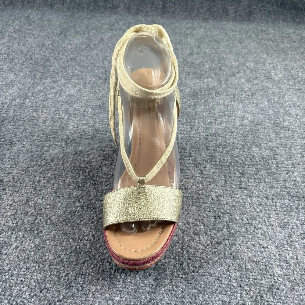 Kate Spade Gold Espadrille Wedge Sandals Women's 9M‎ Lace Up Rainbow Boho 5